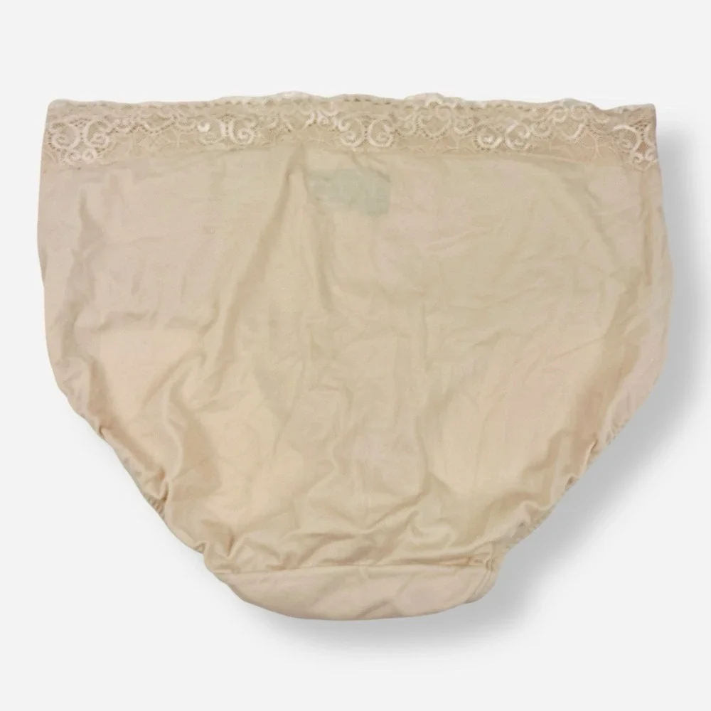 Vintage Second Skin Lace High Waist Panties Sz 8‎ XL Nude Beige Lot 2 Panty
